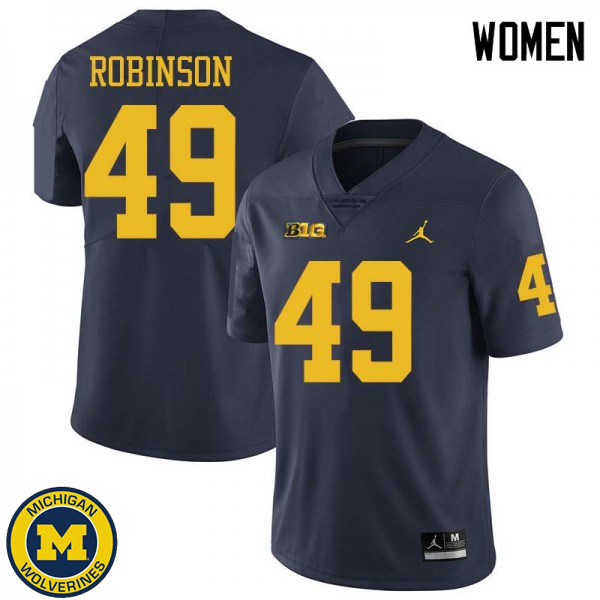 Women's University of Michigan #49 Andrew Robinson Navy Jordan Brand NCAA Football Jersey